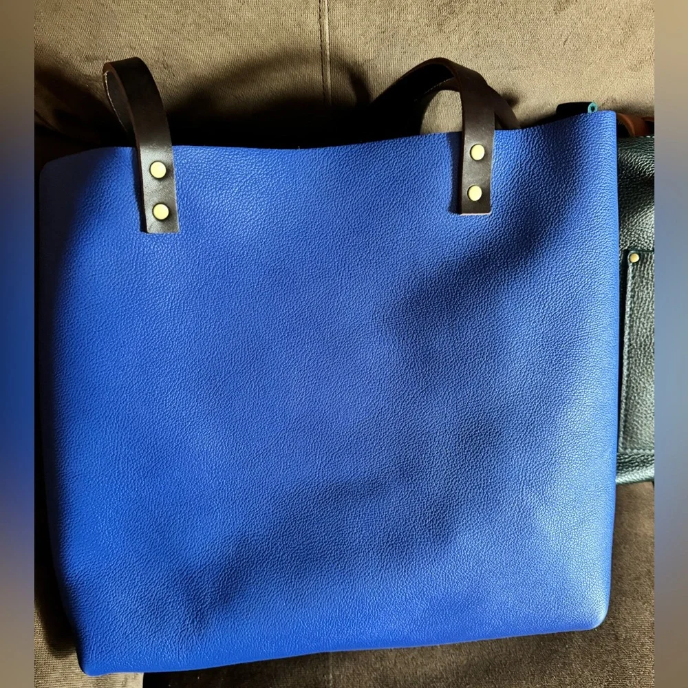Portland Leather Oversized Classic Astro Blue Tote - Picture 2 of 4